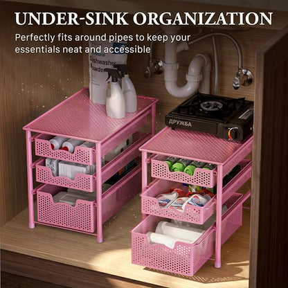 Simple Houseware Stackable 3 Tier Sliding Basket Organizer Drawer - Image 6