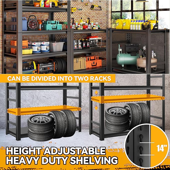 Garage Shelving Heavy Duty Metal Shelving 71" H x 36" W x 16" D 2500LBS Storage - Image 5