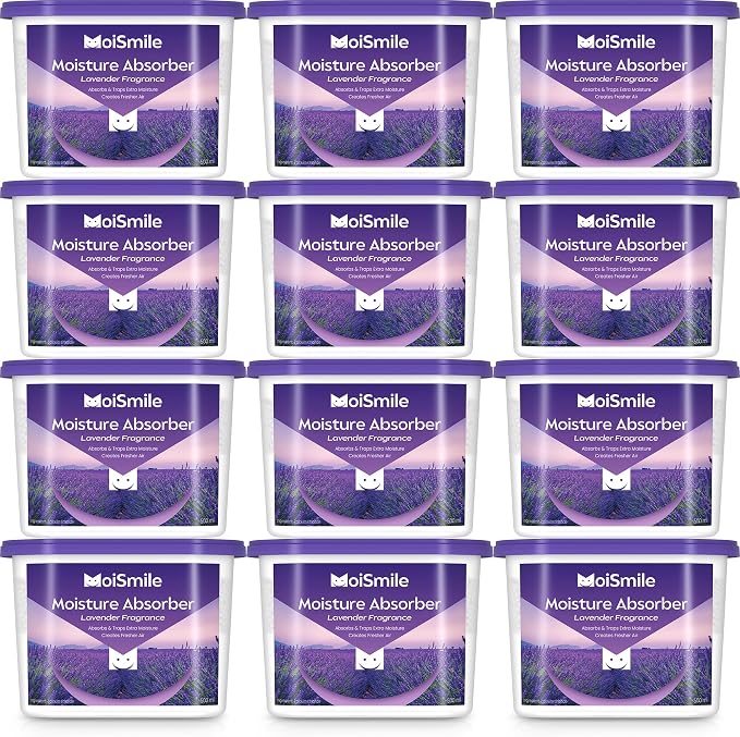 Moisture Absorbers 12 Pack, Lavender Fragrance Closet Dehumidifier by MoistureAbsorbers
