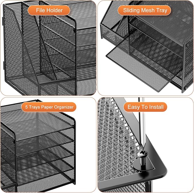 Marbrasse Desk Organizer with File Holder, 5-Tier Paper Letter Tray Organizer - Image 6