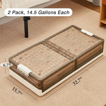 VECELO Under Bed Storage with Wheels, 2 Pack Stackable Under Bed Storage - Image 7