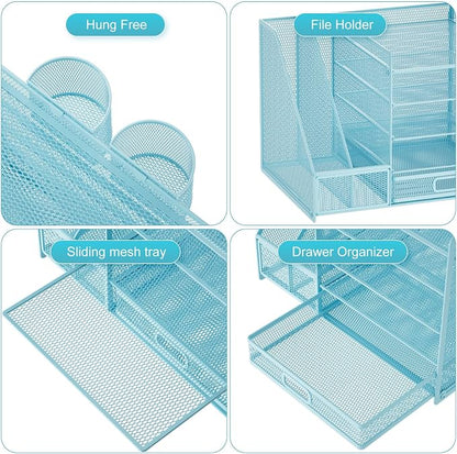 Marbrasse Desk Organizer with File Holder, 5-Tier Paper Letter Tray Organizer - Image 4