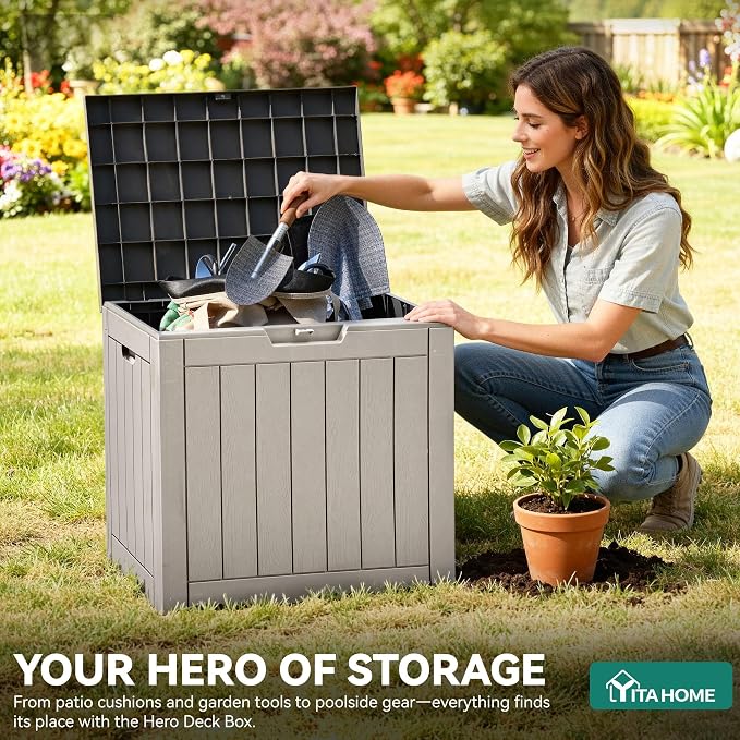 YITAHOME 30 Gallon Deck Box Outdoor Storage Box, Waterproof Resin Package - Image 2