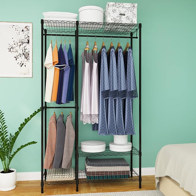 Heavy Duty Garment Rack for Hanging Clothes, Wire Metal Clothing Rack, - Image 4