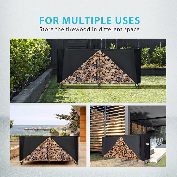VIVOHOME 8ft Heavy Duty Indoor Outdoor Firewood Storage Log Rack - Image 7