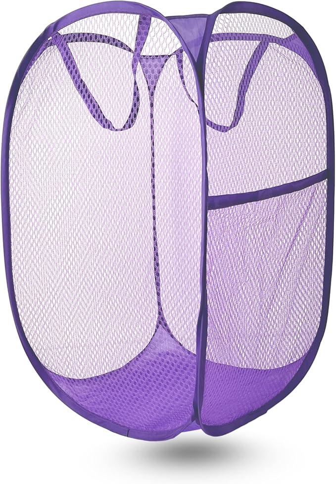 Pop Up Laundry Hamper, Mesh Laundry Basket Collapsible, Foldable Hamper by LXLOVESMEggRings