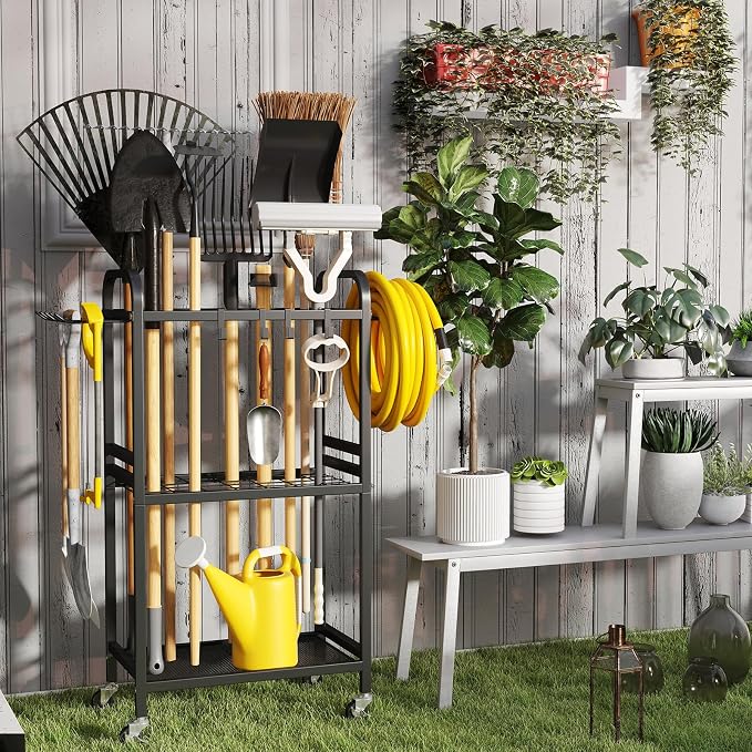 Hadulcet Garden Tool Organizer, Metal Garage Organization and Storage - Image 7