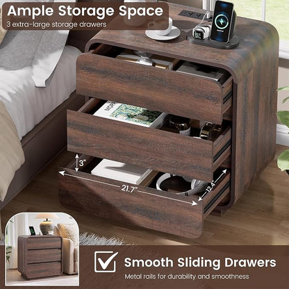 Modern Nightstand Set of 2, 23.2" Wide Wood Bedside Table - Image 5
