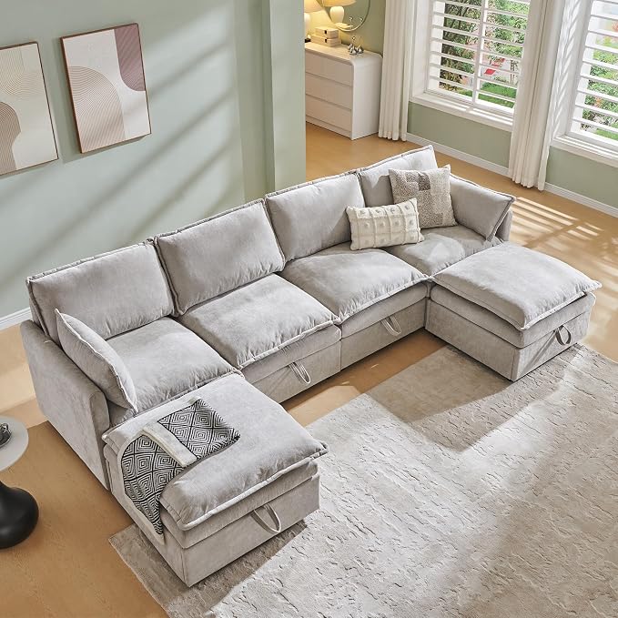 116.54" Sectional Couches for Living Room, Cloud Couch Sectional - Image 3