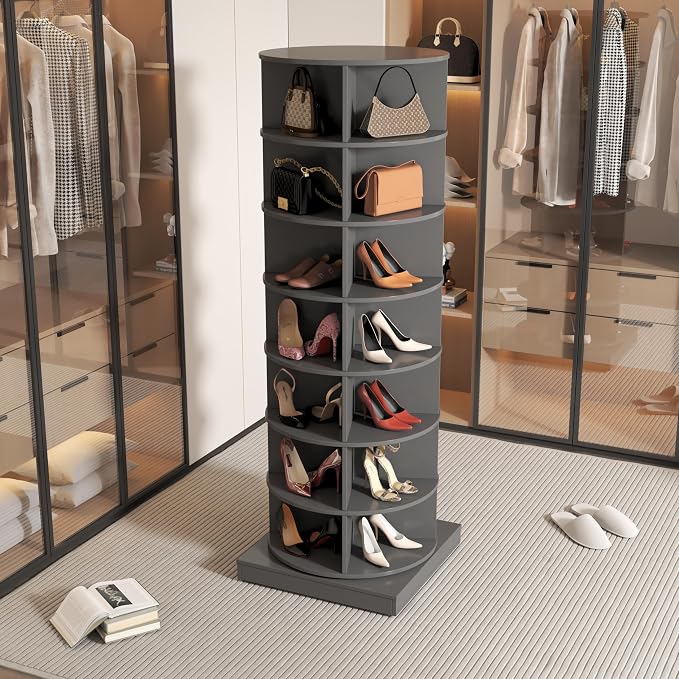 6 Tier / 7 Tier Rotating Shoe Rack Tower, Modern Free Standing 360° Revolving - Image 3