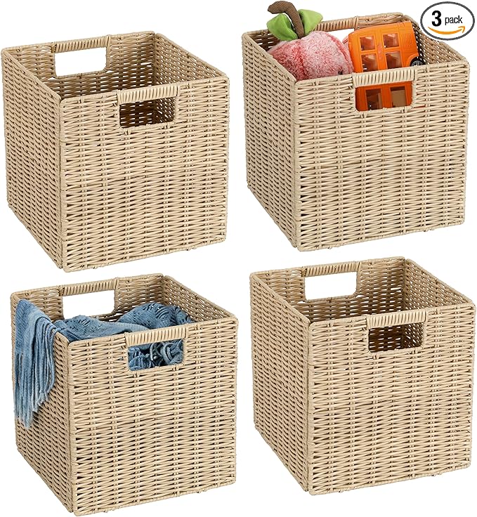 10.5 x 10.5 in Plastic Wicker Baskets by TAIMEI%26G02
