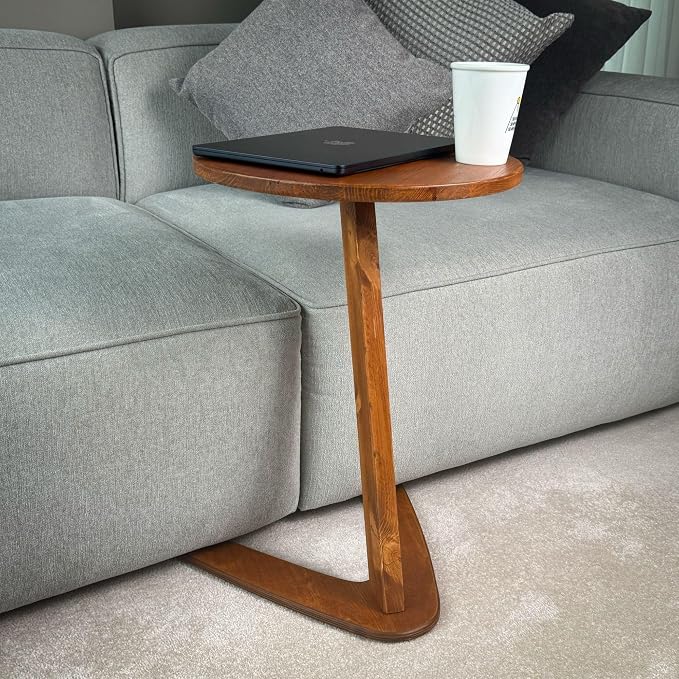 C-Shaped Handmade Solid Wood End Table, Side Table - Image 5