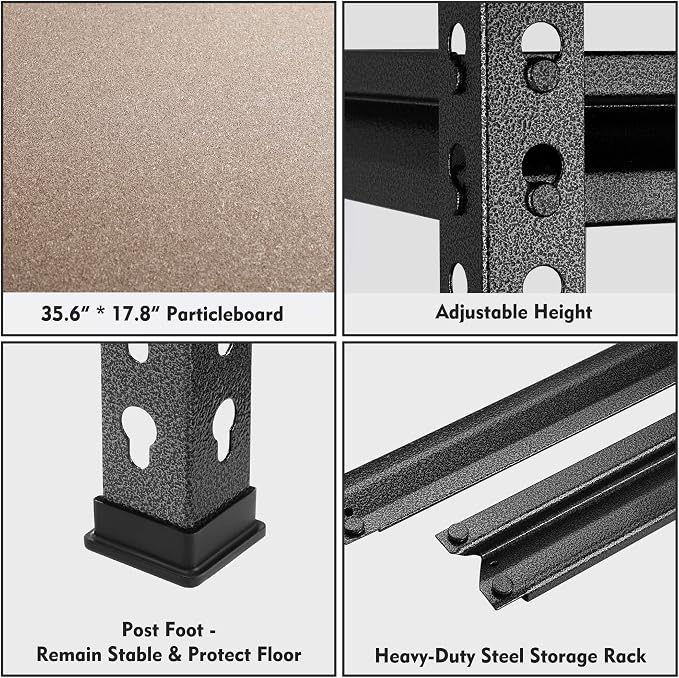 WORKPRO 5-Tier Adjustable Metal Shelving, 36”Wx18”Dx72”H, 4000LBS Capacity - Image 5