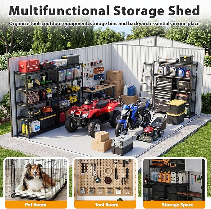 12x18 FT Outdoor Storage Shed, Metal Garden Shed - Image 4