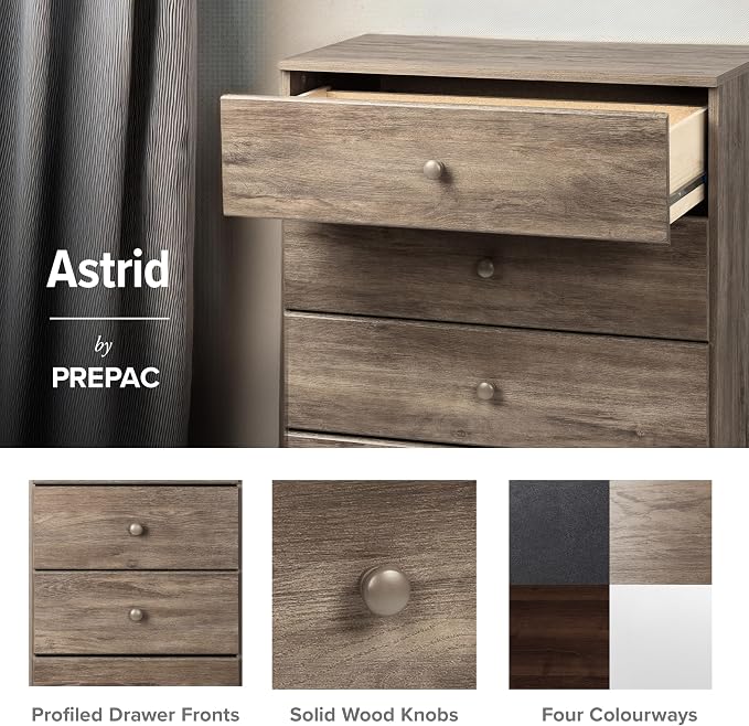 Prepac Astrid Tall Gray Dresser: 16.5"D x 19.75"W x 50"H, 6-Drawer Chest - Image 6