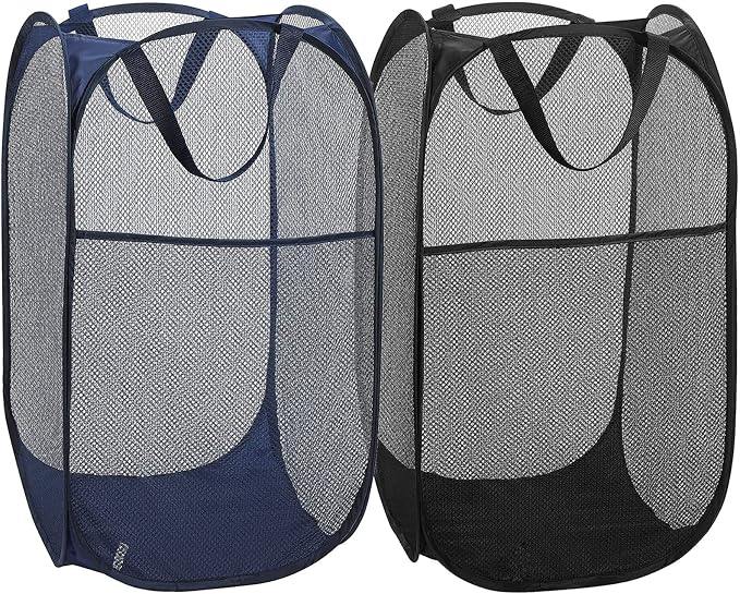 2 Pack Foldable Mesh Popup Laundry Hamper, Laundry Basket Easy to Open and Fold by Unknown