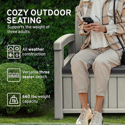 EconoHome 3 Seat Outdoor Storage Bench - Image 4