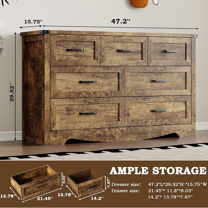 7-Drawer Dresser for Bedroom, Modern Wooden Chest of Drawers - Image 2