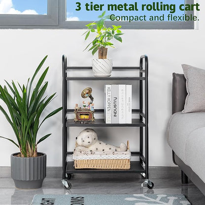 HDANI 3 Tier Rolling Cart Shelves, Heavy Duty Multifunctional Metal - Image 3