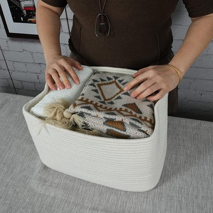 Cotton Rope storage Basket Bins Woven Basket - Image 3