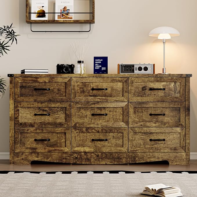 9-Drawer Dresser for Bedroom, Modern Wooden Chest of Drawers - Image 3