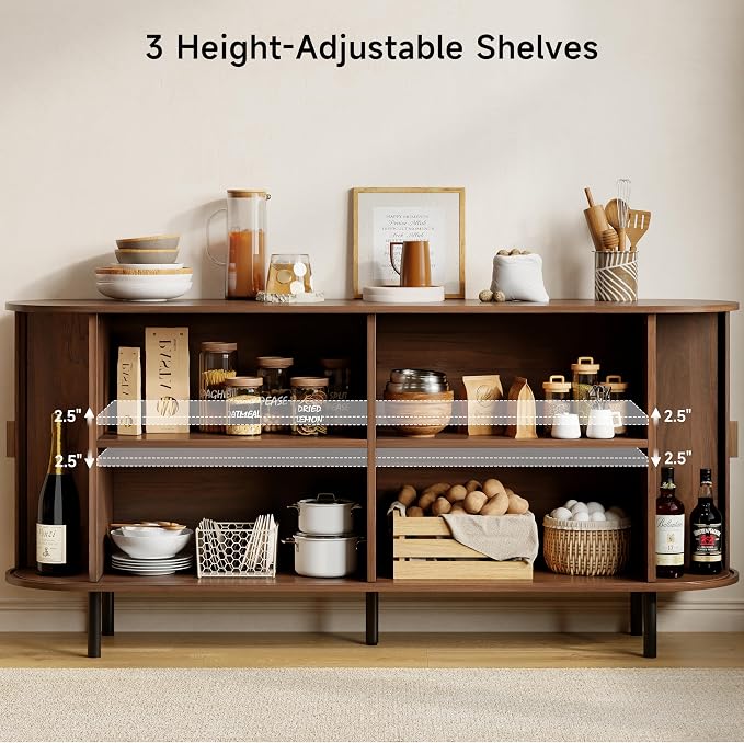Buffet Sideboard Cabinet with Storage, Modern Accent Coffee Bar Console Table - Image 4