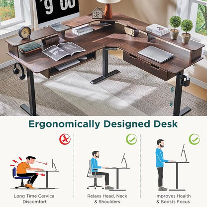 RedLemon 60 Inches L Shaped Electric Standing Desk, Height Adjustable Corner - Image 4