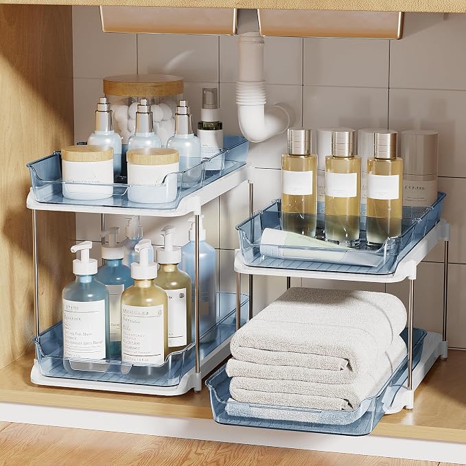 Delamu 2-Tier Multi-Purpose Bathroom Under Sink Organizers and Storage - Image 8