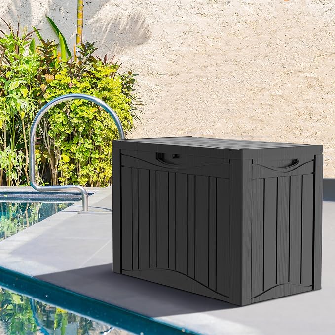 45 Gallon Deck Box, Resin Outdoor Indoor Waterproof Storage Box, Lockable - Image 3