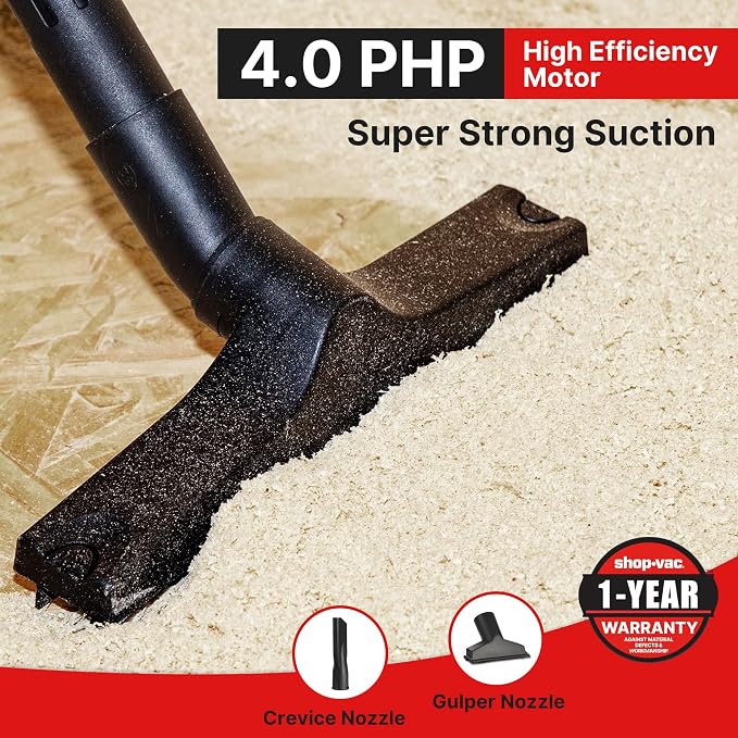 Shop-Vac 6 Gallon 4.0 Peak HP Wet/Dry Vacuum, Wall Mountable Compact Shop Vacuum - Image 5