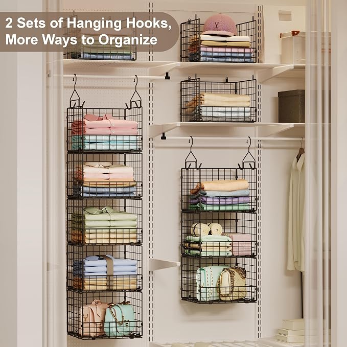 Sonyabecca 5-Tier Hanging Closet Organizer – Black Closet Storage Shelves - Image 5