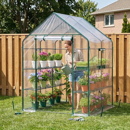 Ohuhu Plastic Greenhouse for Outdoors: Portable Walk in Plant Green House - Image 3