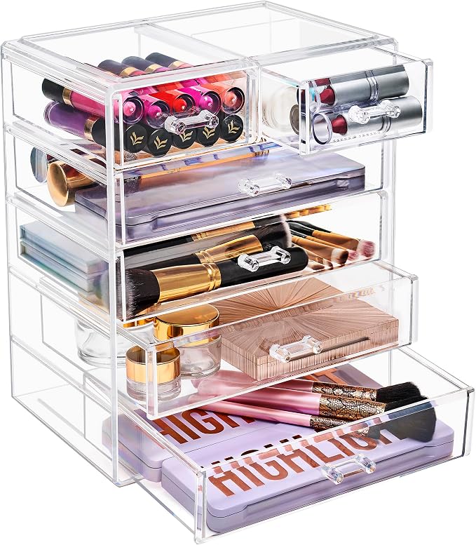Sorbus Acrylic Makeup Organizer Set, 6-Drawer Vanity & Countertop Cosmetic - Image 8