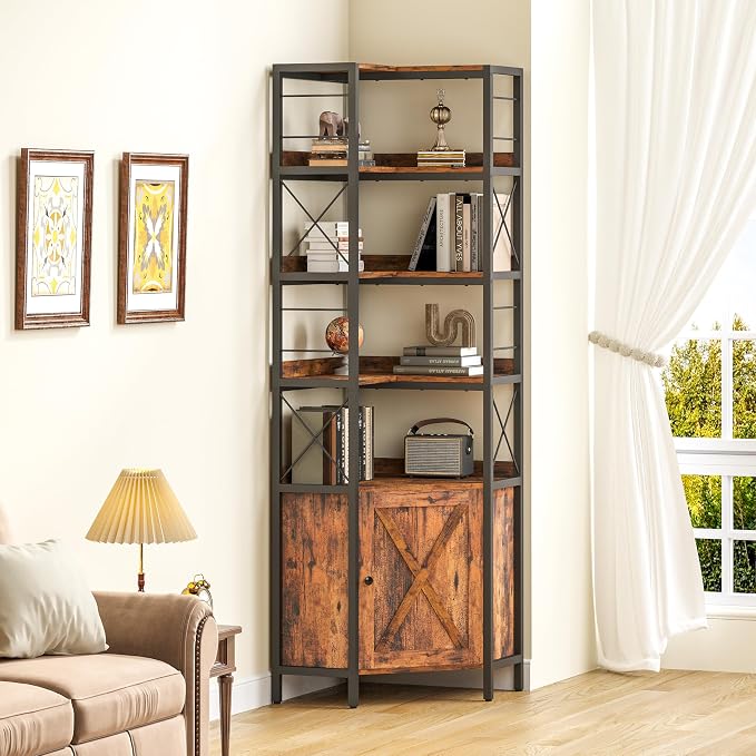IRONCK Bookshelves 5 Tiers, Corner Bookshelf - Image 8