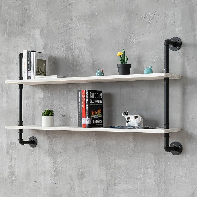 HDDFER Floating Shelves for Wall Bookshelf Industrial Pipe Shelving Shelves - Image 5