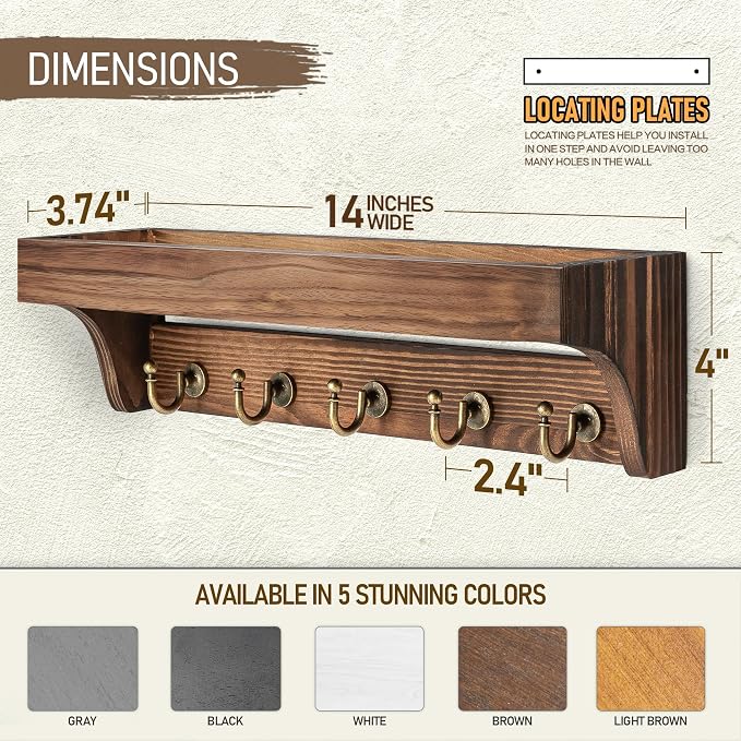 Rebee Vision Pine Wood Key Holder Wall Mount - Image 2