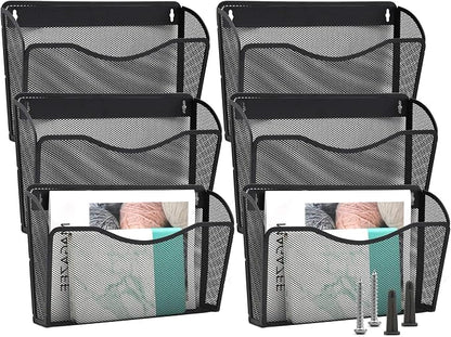 EASEPRES 6 Single Pocket Mesh Hanging File Organizer, Vertical Wall Mounted by EASEPRES
