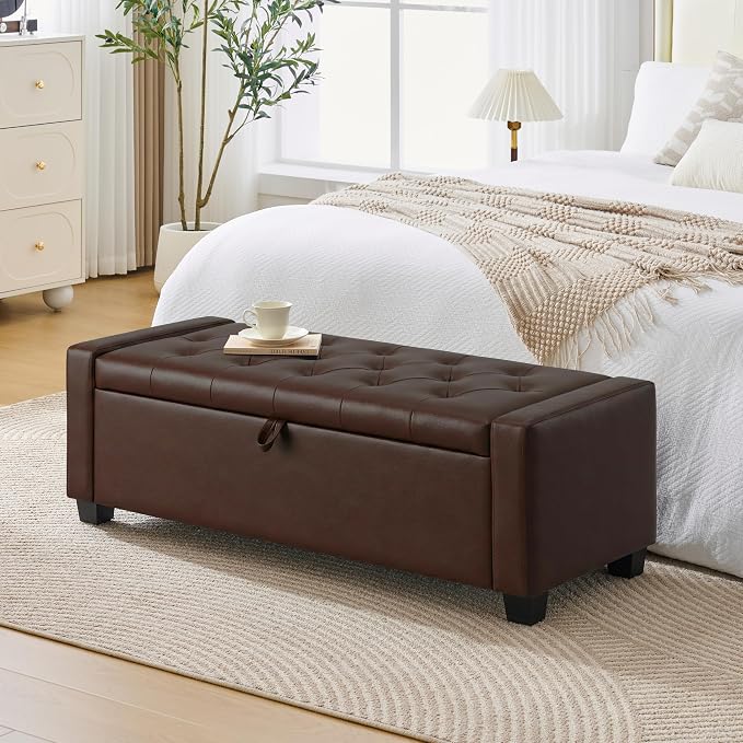 Huatean Home 48" Ottoman with Storage, Storage Ottoman Bench with Safety Hinge - Image 8