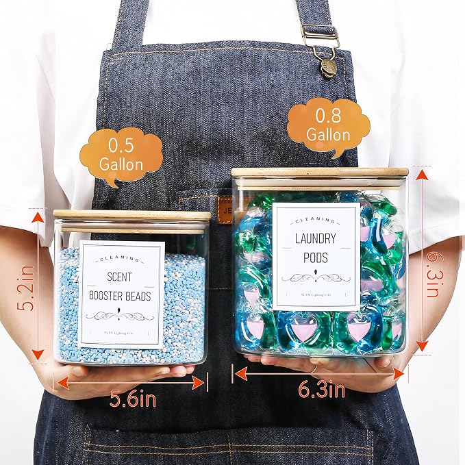 2 Pack Laundry Room Organization Glass Jars- Laundry Pods Container - Image 4