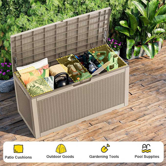 EasyUp 121 Gallon Outdoor Storage Box Waterproof, UV Resistant Resin Deck Box - Image 3