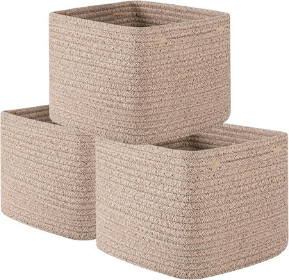 OIAHOMY 9”x9”x7” Storage Cubes, Cotton Rope Woven Baskets by MasterofSpaceOptimization