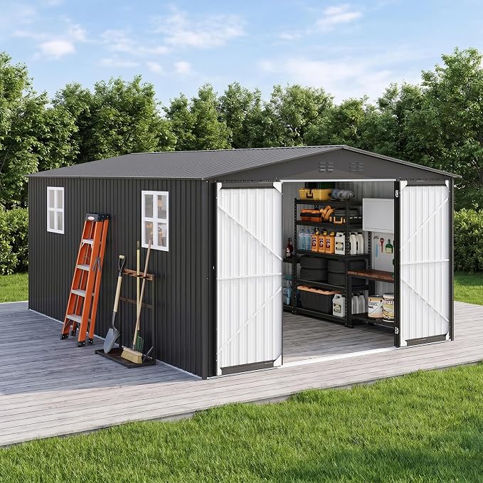 12x18 FT Outdoor Storage Shed, Metal Garden Shed by EASYHAWK