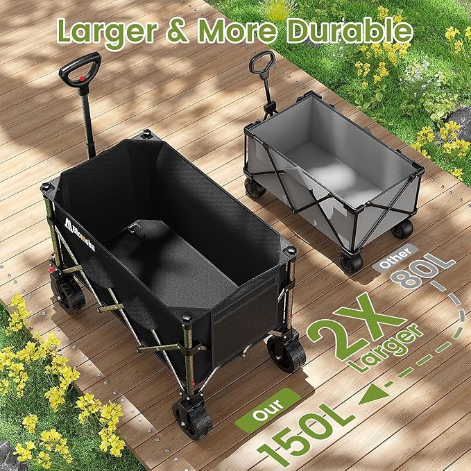 Blomoba Collapsible Wagon Cart, 150L Foldable Wagon - Image 5