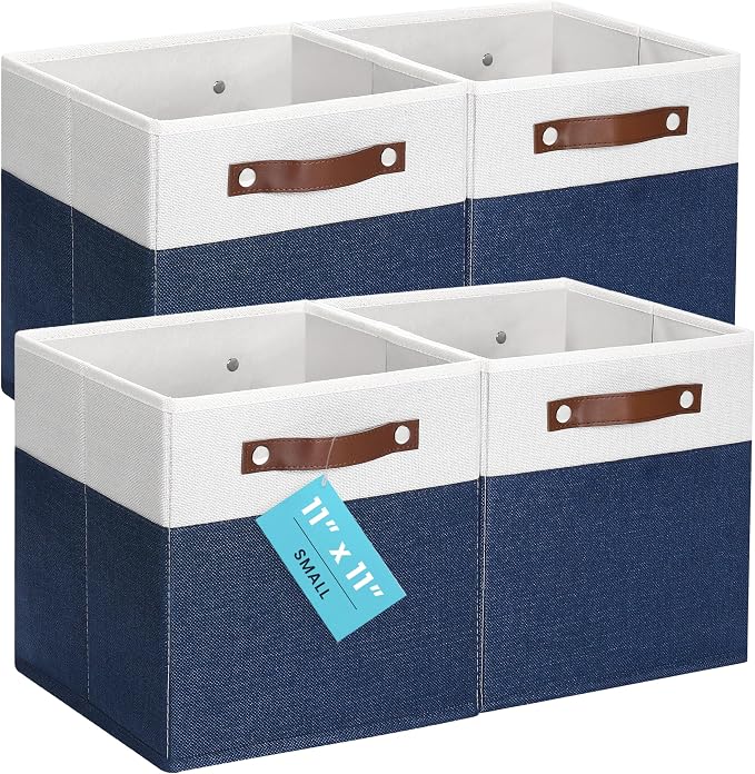 OrganiHaus 11" x 11" x 11" Fabric Cubes Storage Bins Set of 4, Foldable by OrganiHaus