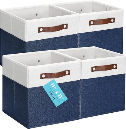 OrganiHaus 11" x 11" x 11" Fabric Cubes Storage Bins Set of 4, Foldable by OrganiHaus