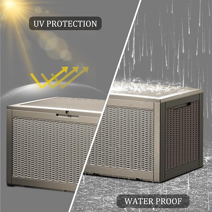 100 Gallon Resin Deck Box, Waterproof Outdoor Storage Box - Image 5