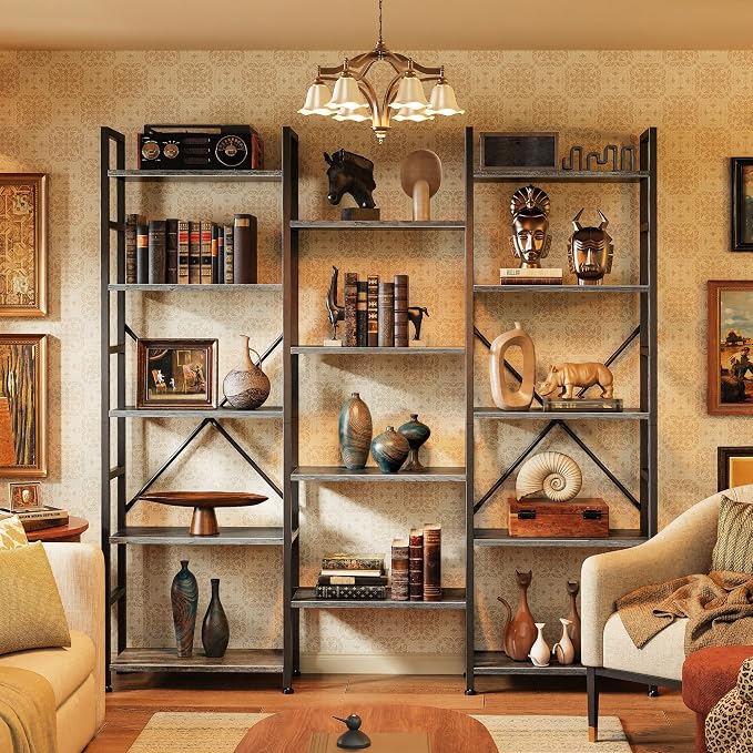 SUPERJARE Triple Bookshelf, Bookcase - Image 8