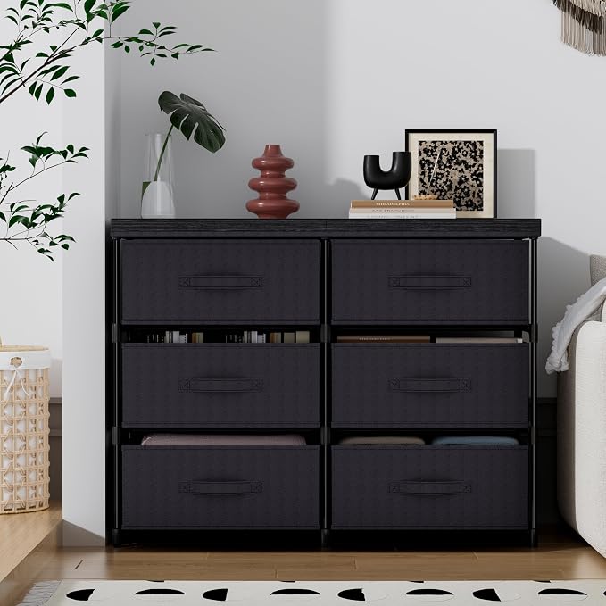 GcdPai Dresser with 6 Fabric Drawer Leather Desktop Sturdy Metal Plastic by Unknown