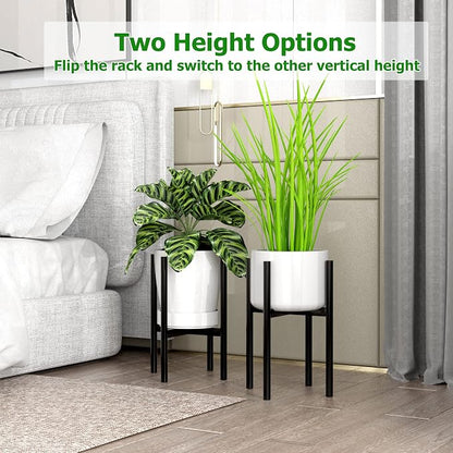 EKNITEY Adjustable Plant Pot Stand: Indoor Outdoor Modern Flower Holder Metal - Image 2