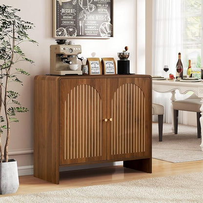 Sideboard Buffet Cabinet with Storage, Wood Arched Storage Cabinet with 2 Doors by RUSTYER